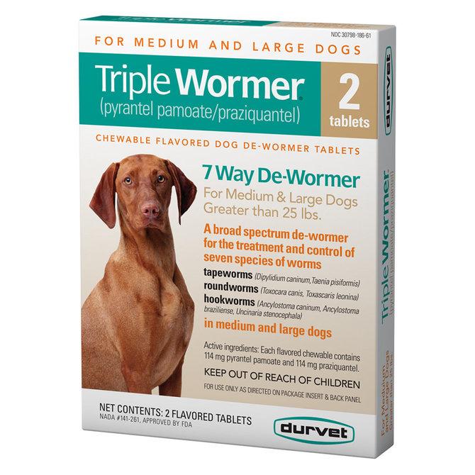 Triple Wormer 114 mg 2 Tablets Para Perros Medianos | Grandes